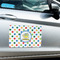Dots & Dinosaur Large Rectangle Car Magnets- In Context