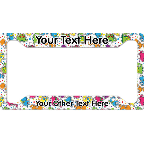 Custom Dots & Dinosaur License Plate Frame - Style A (Personalized)