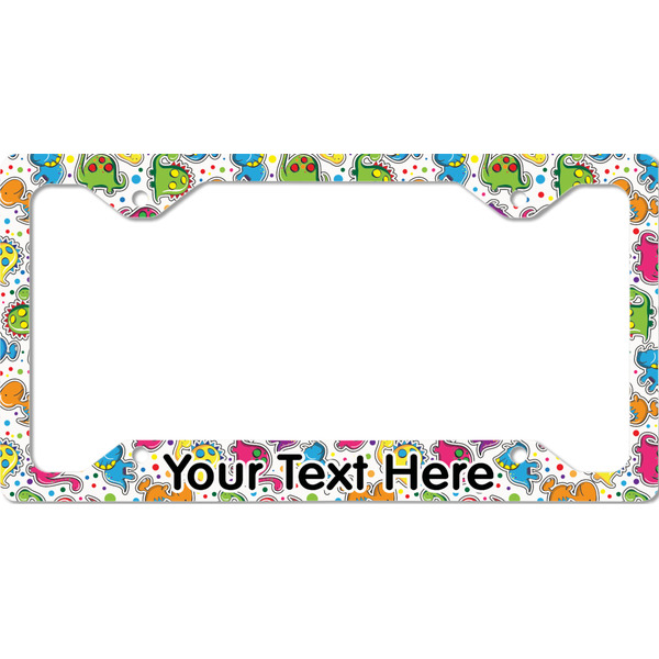 Custom Dots & Dinosaur License Plate Frame - Style C (Personalized)