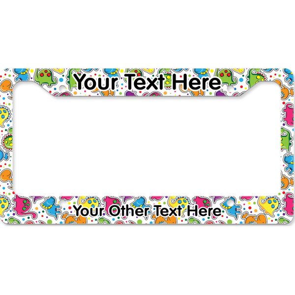 Custom Dots & Dinosaur License Plate Frame - Style B (Personalized)