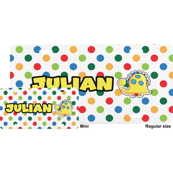 Dots & Dinosaur License Plate (Sizes)