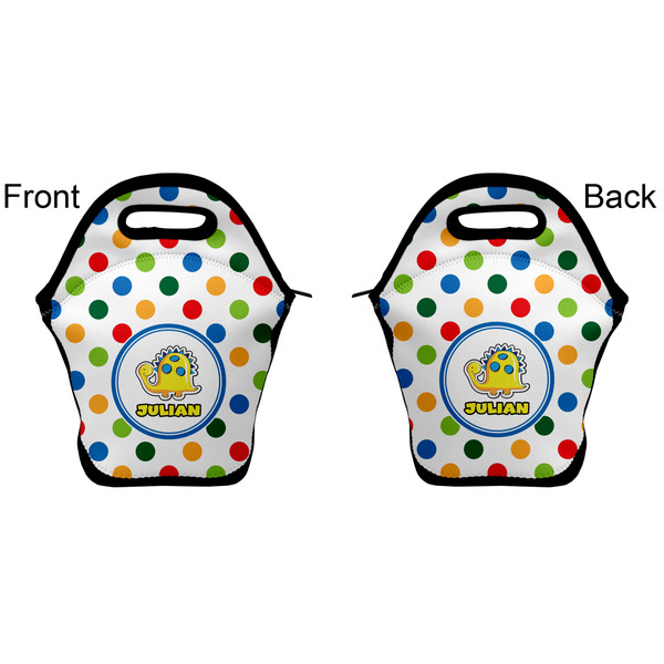 Dots & Dinosaur Lunch Bag - Front and Back