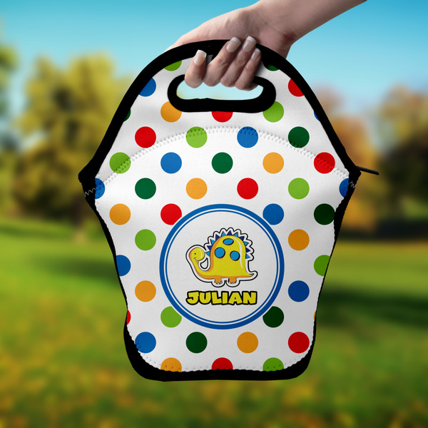 Dots & Dinosaur Lunch Bag - Hand
