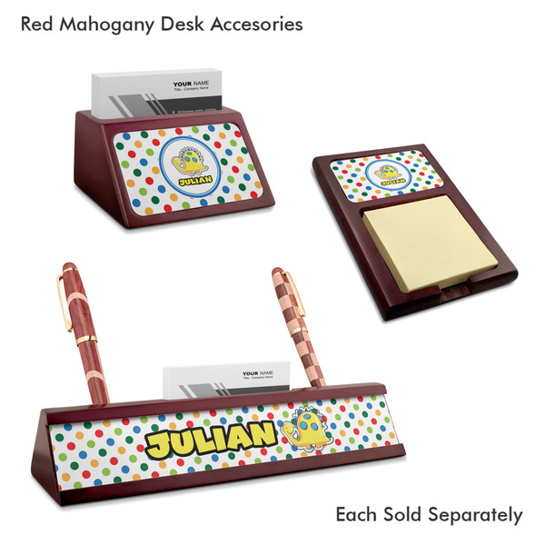 Dots & Dinosaur Mahogany Desk Accessories