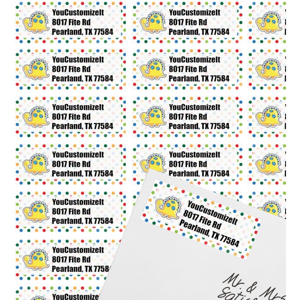 Dots & Dinosaur Mailing Label on Envelope - Multiple Labels