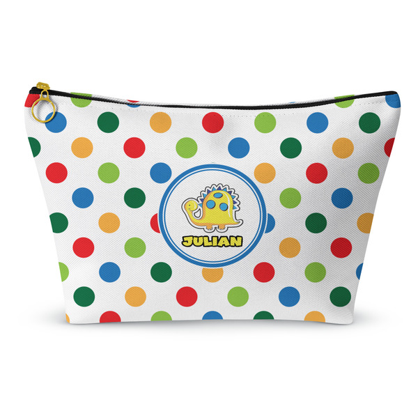 Custom Dots & Dinosaur Makeup Bag - Large - 12.5"x7" (Personalized)