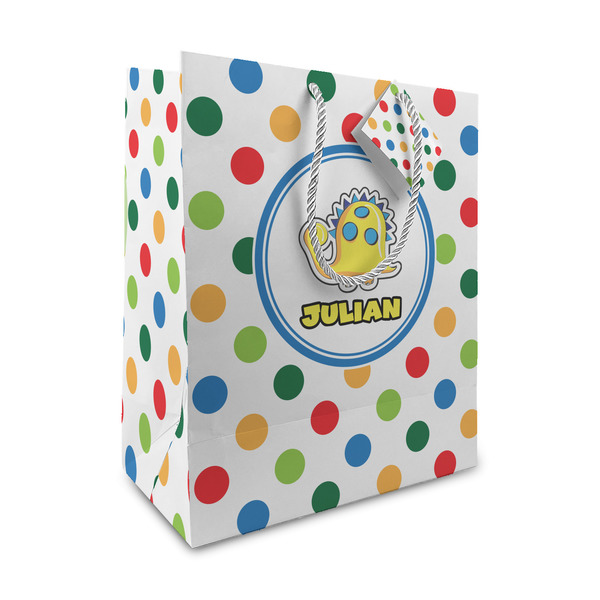 Custom Dots & Dinosaur Medium Gift Bag (Personalized)