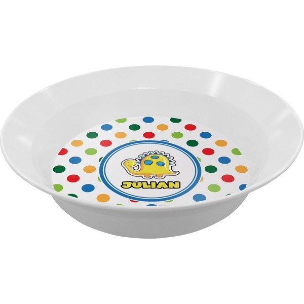 Custom Dots & Dinosaur Melamine Bowl (Personalized)