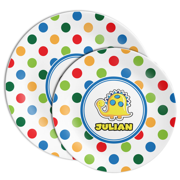 Dots & Dinosaur Melamine Plates - PARENT/MAIN