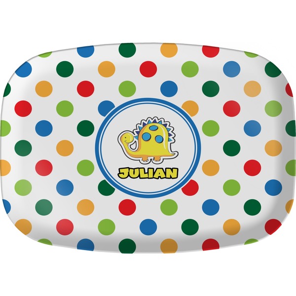 Custom Dots & Dinosaur Melamine Platter (Personalized)