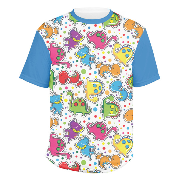 Custom Dots & Dinosaur Men's Crew T-Shirt - 2X Large