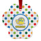 Dots & Dinosaur Metal Paw Ornament - Double Sided w/ Name or Text