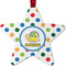 Dots & Dinosaur Metal Star Ornament - Double Sided w/ Name or Text
