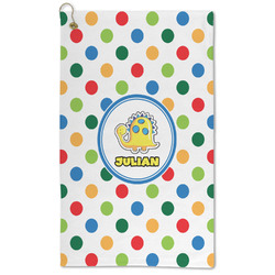 Dots & Dinosaur Microfiber Golf Towel - Large (Personalized)