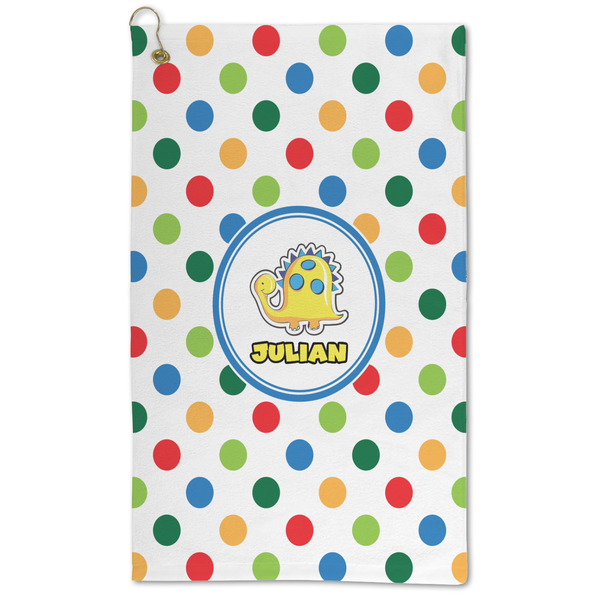 Custom Dots & Dinosaur Microfiber Golf Towel - Large (Personalized)