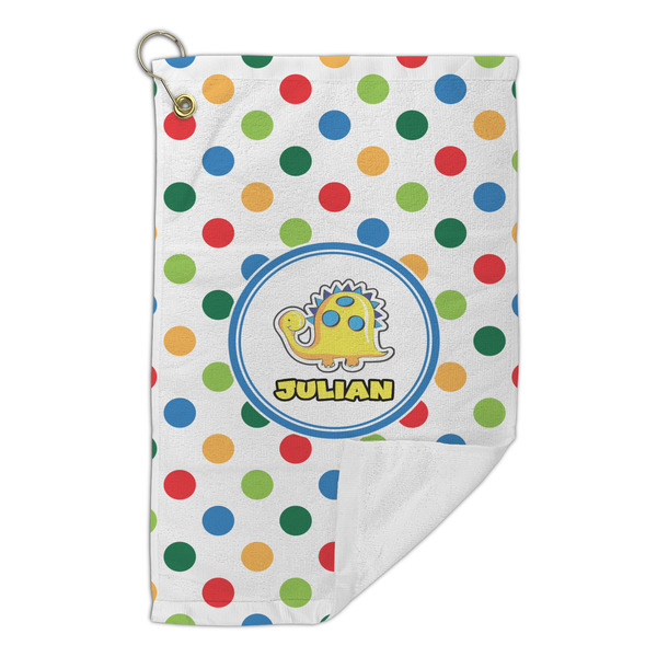 Dots & Dinosaur Microfiber Golf Towels Small - FRONT FOLDED