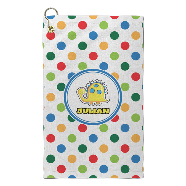 Custom Dots & Dinosaur Microfiber Golf Towel - Small (Personalized)
