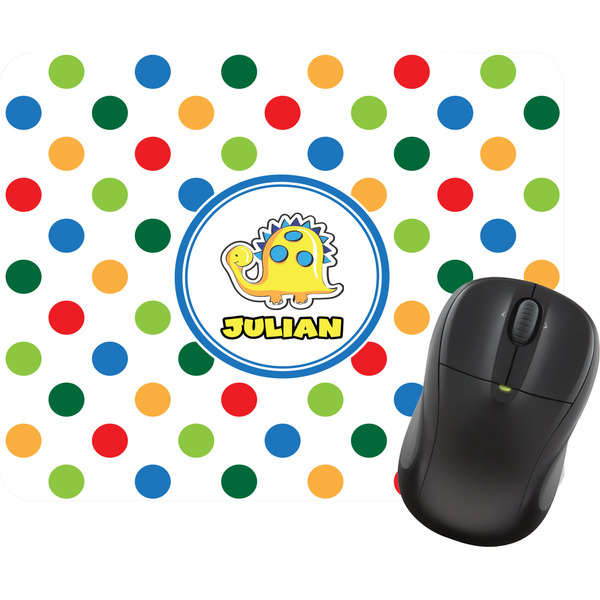 Custom Dots & Dinosaur Rectangular Mouse Pad (Personalized)