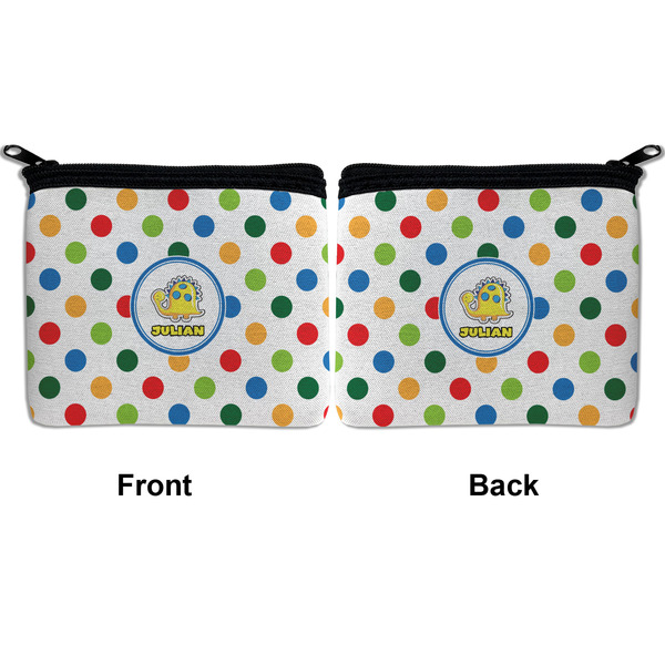 Dots & Dinosaur Neoprene Coin Purse - Front & Back (APPROVAL)
