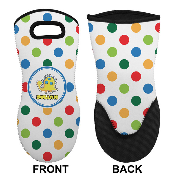 Dots & Dinosaur Neoprene Oven Mitt (Front & Back)