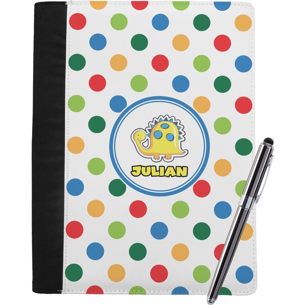 Custom Dots & Dinosaur Notebook Padfolio - Large w/ Name or Text