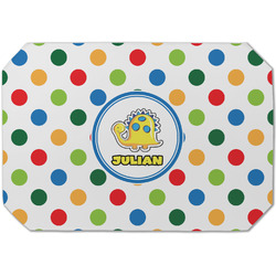 Dots & Dinosaur Dining Table Mat - Octagon (Single-Sided) w/ Name or Text