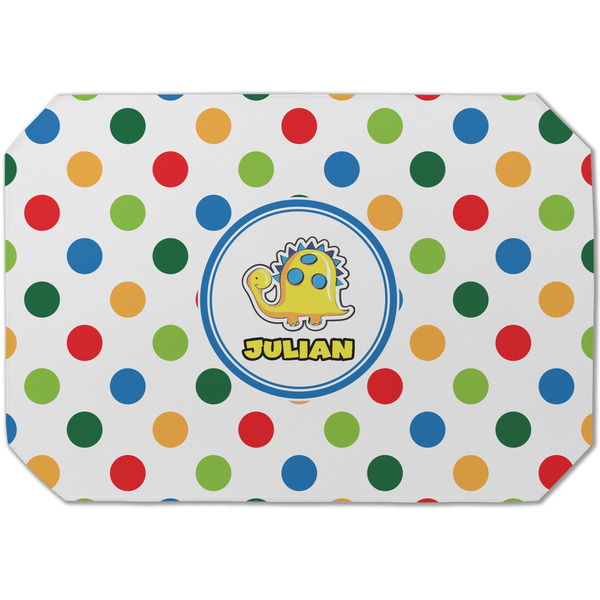 Custom Dots & Dinosaur Dining Table Mat - Octagon (Single-Sided) w/ Name or Text