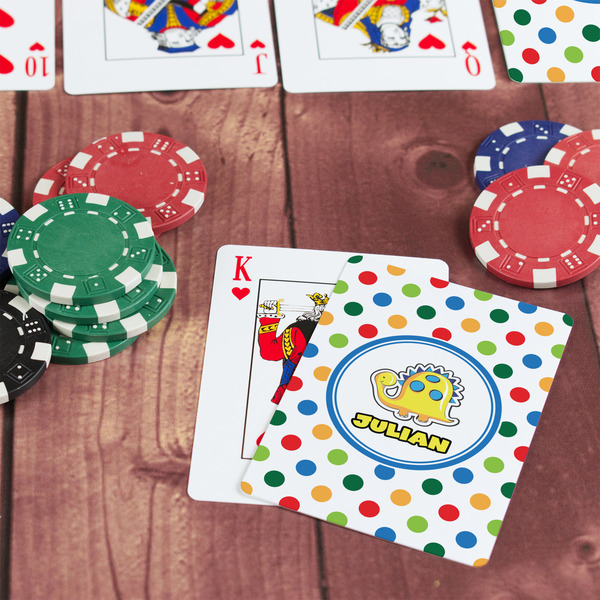 Dots & Dinosaur On Table with Poker Chips