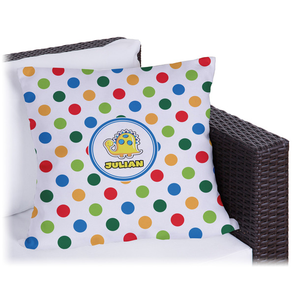 Custom Dots & Dinosaur Outdoor Pillow (Personalized)
