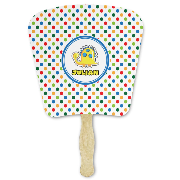 Custom Dots & Dinosaur Paper Fan (Personalized)