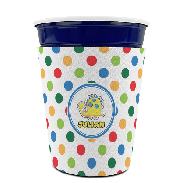 Dots & Dinosaur Party Cup Sleeves - without bottom - FRONT (on cup)