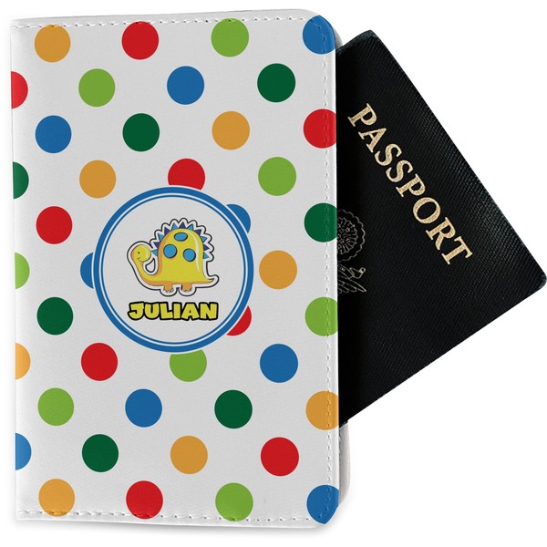 Custom Dots & Dinosaur Passport Holder - Fabric (Personalized)