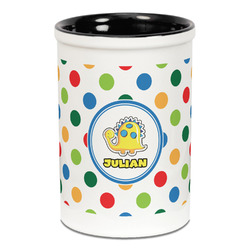 Dots & Dinosaur Ceramic Pencil Holders - Black