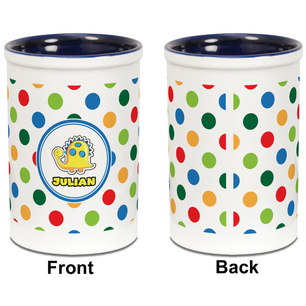 Dots & Dinosaur Pencil Holder - Blue - approval