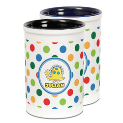 Dots & Dinosaur Ceramic Pencil Holder - Large