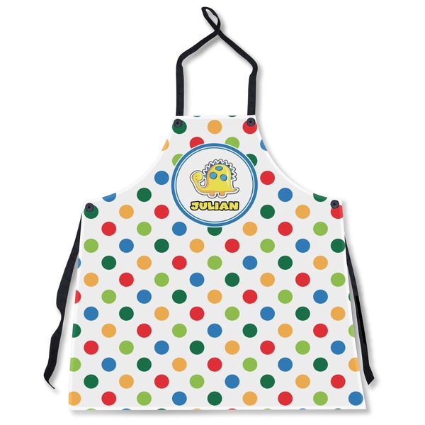 Custom Dots & Dinosaur Apron Without Pockets w/ Name or Text