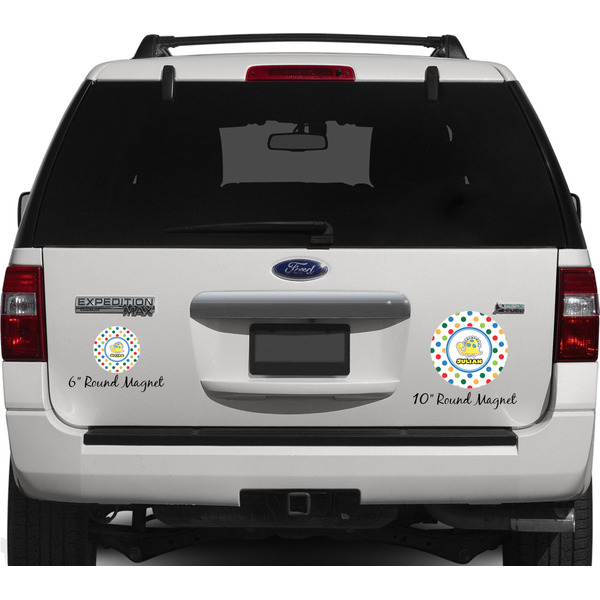 Dots & Dinosaur Personalized Car Magnets on Ford Explorer