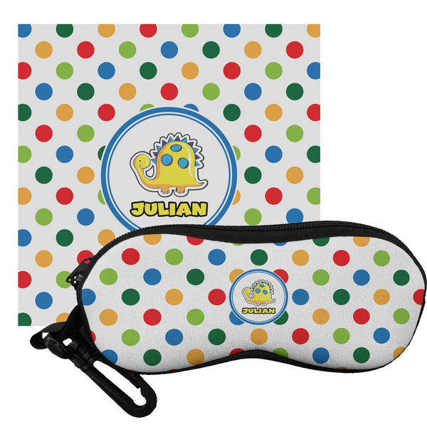 Custom Dots & Dinosaur Eyeglass Case & Cloth (Personalized)