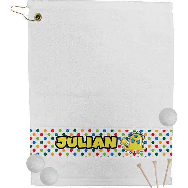 Custom Dots & Dinosaur Golf Bag Towel (Personalized)