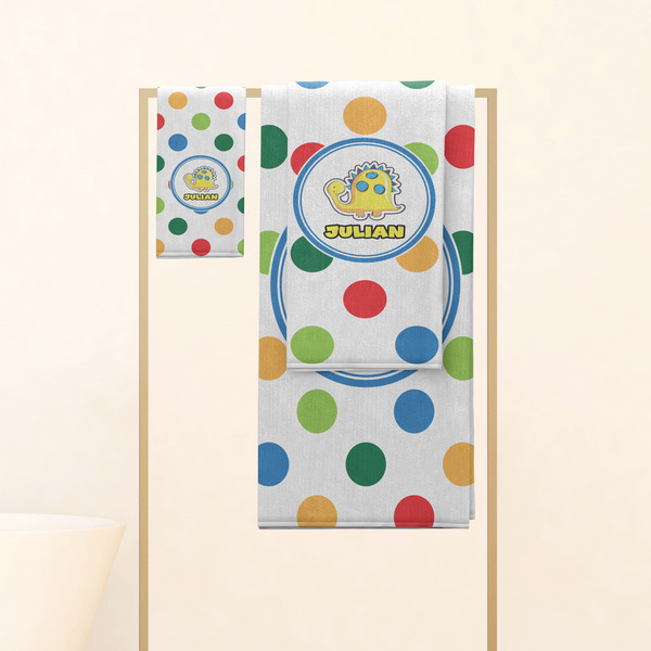 Dots & Dinosaur Personalized Towel Set
