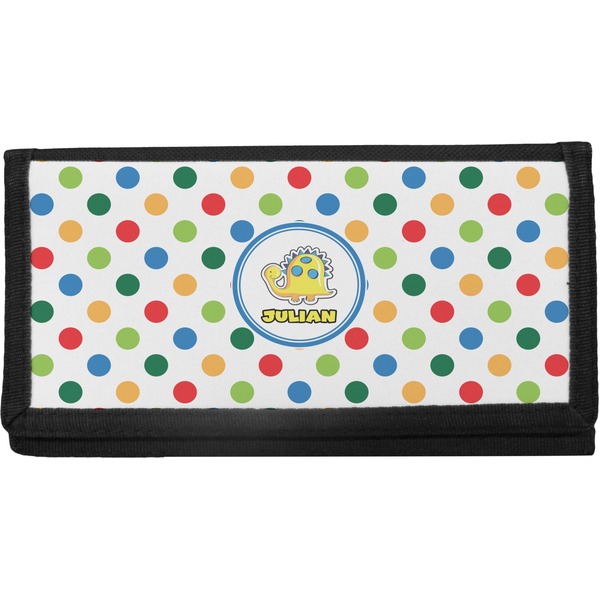 Custom Dots & Dinosaur Canvas Checkbook Cover (Personalized)
