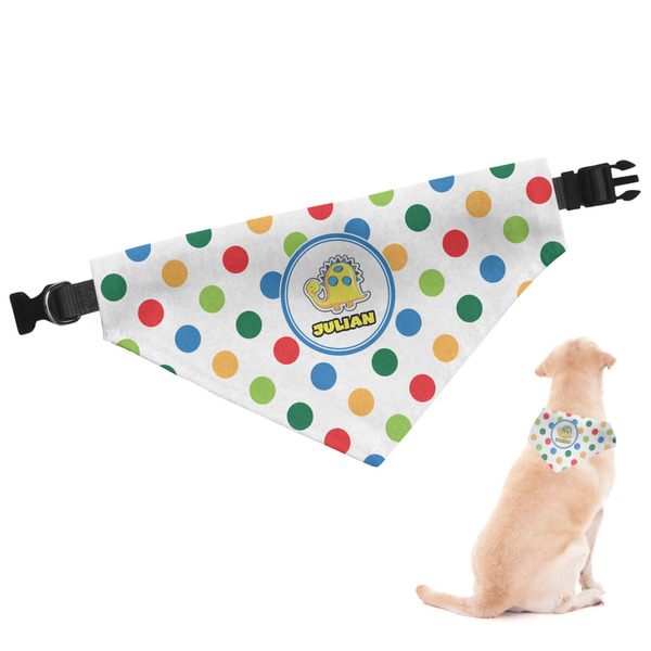 Custom Dots & Dinosaur Dog Bandana - Medium (Personalized)