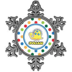 Dots & Dinosaur Vintage Snowflake Ornament (Personalized)