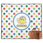 Dots & Dinosaur Outdoor Picnic Blanket (Personalized)