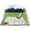 Dots & Dinosaur Picnic Blanket - with Basket Hat and Book - in Use