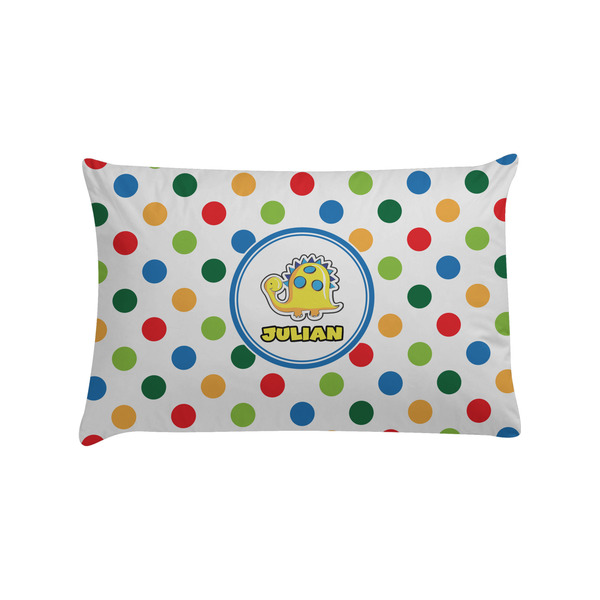 Custom Dots & Dinosaur Pillow Case - Standard (Personalized)