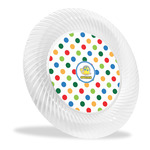 Dots & Dinosaur Plastic Party Dinner Plates - 10" (Personalized)