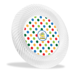 Dots & Dinosaur Plastic Party Dinner Plates - 10" (Personalized)