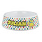 Dots & Dinosaur Plastic Dog Bowl - Large (Personalized)