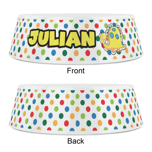 Dots & Dinosaur Plastic Pet Bowls - Small - APPROVAL